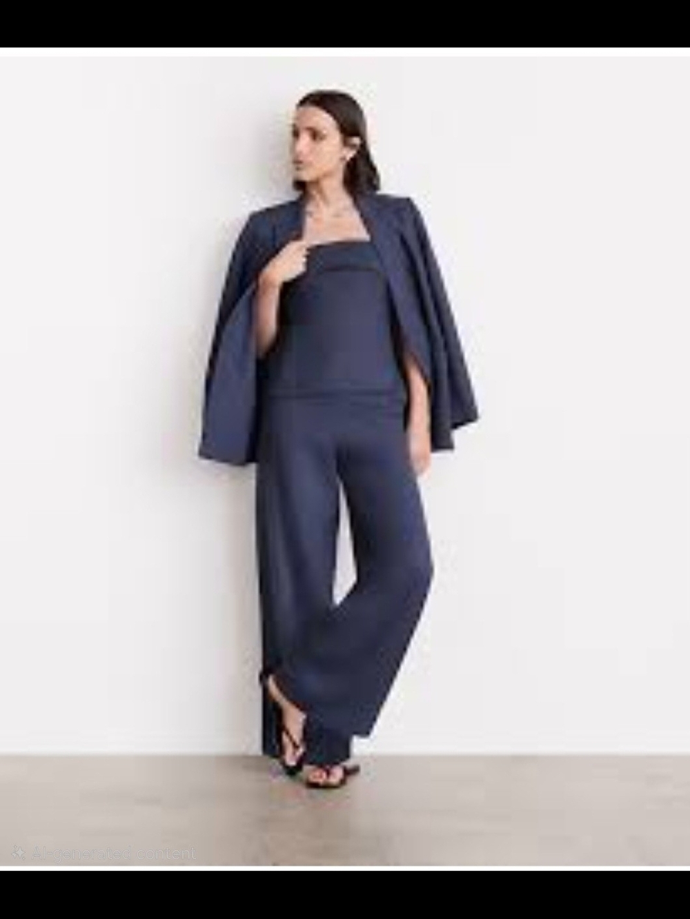 Sofft Navy Strapless Wide-Leg Jumpsuit with Coordinating Jacket